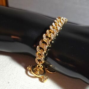 Talbots Rhinestone Encrusted Cuban Link Bracelet